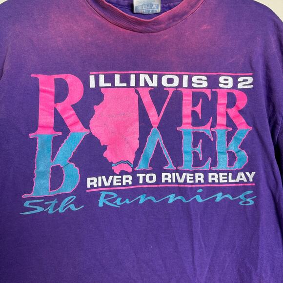 Hanes 1992 VINTAGE Southern Illinois River to River Relay THRASHED t-shirt LARGE - Picture 8 of 8